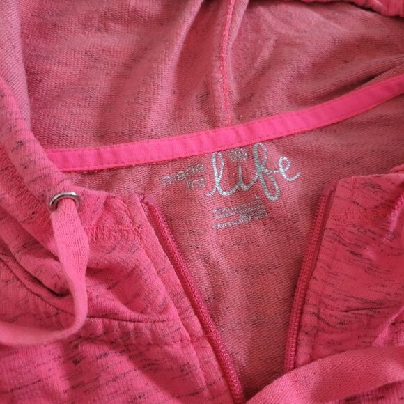 Made for Life Full Zip Sweatshirt Hooded Drawstring Women Large Hot Pink Heather - Picture 7 of 10